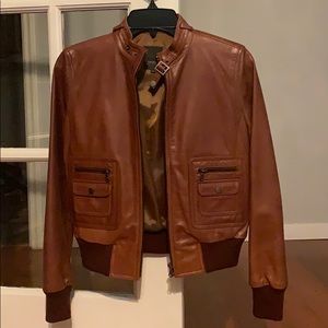 Leather bomber jacket